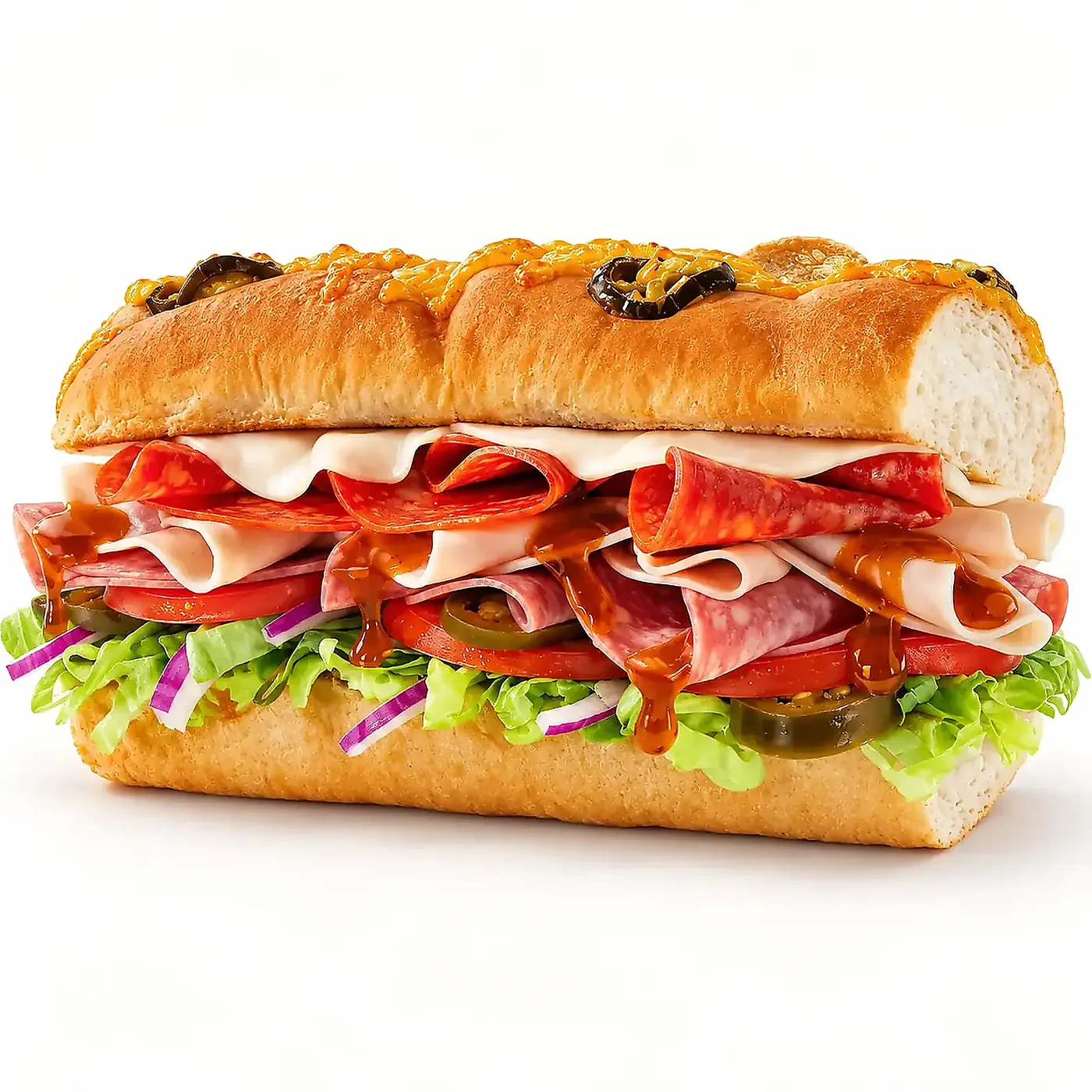 Illustrative menu image of the Hot Honey Turkey Italian sandwich
